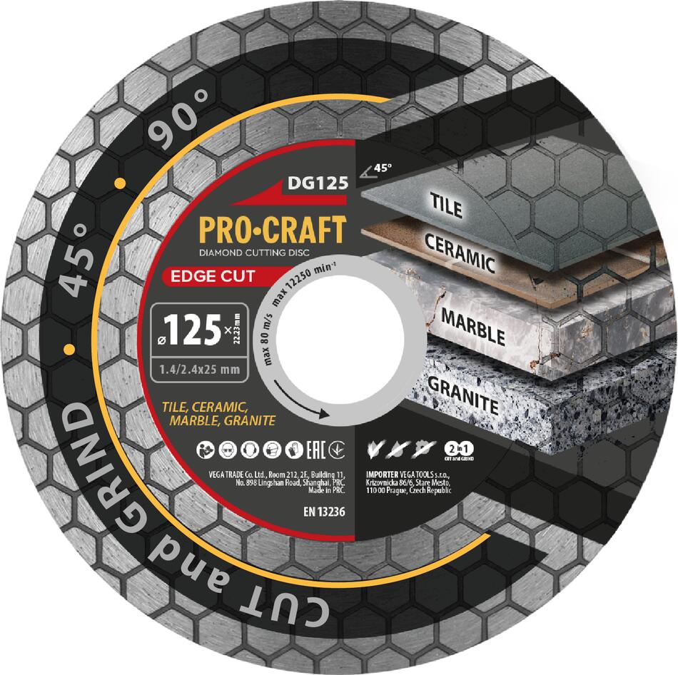 Diamantový kotouč Edge Cut Procraft DG125 / DG125
