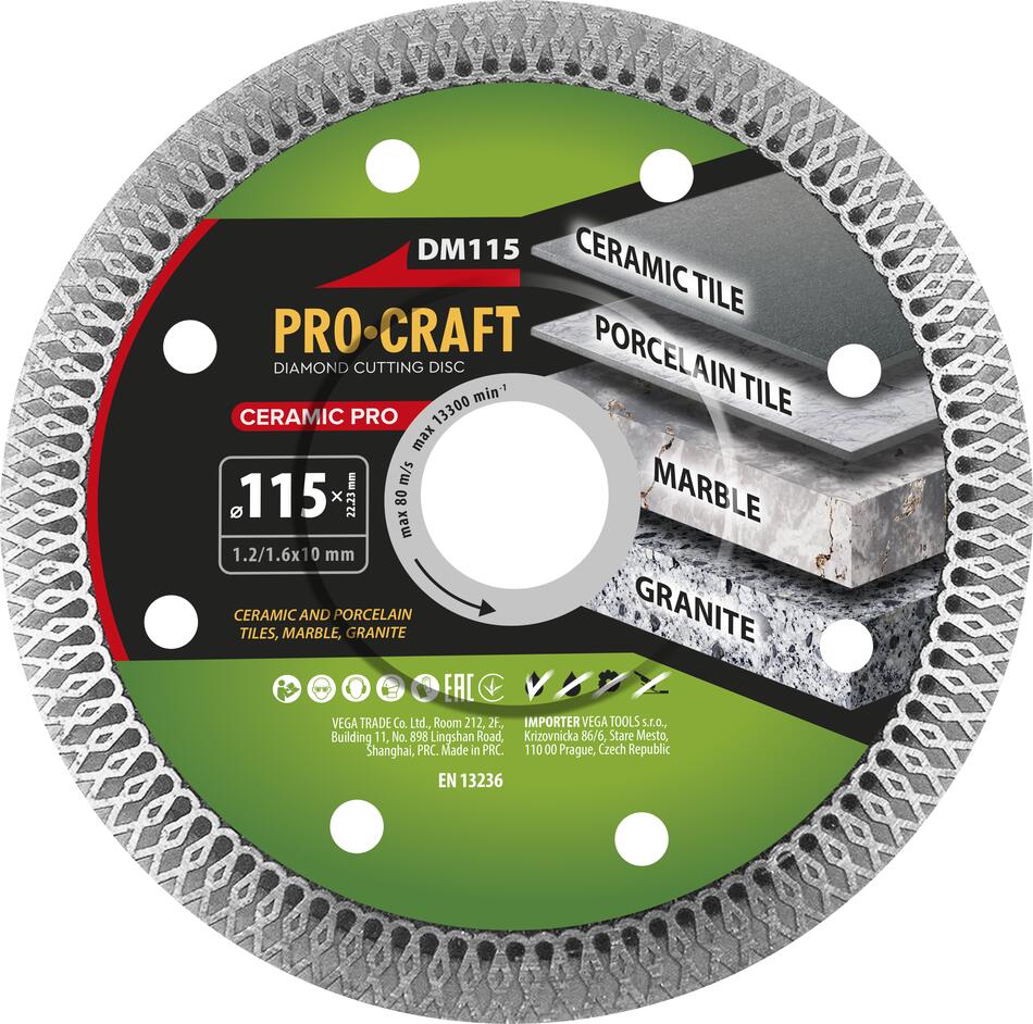 Diamantový řezný kotouč Ceramic PRO Procraft DM115 / DM115