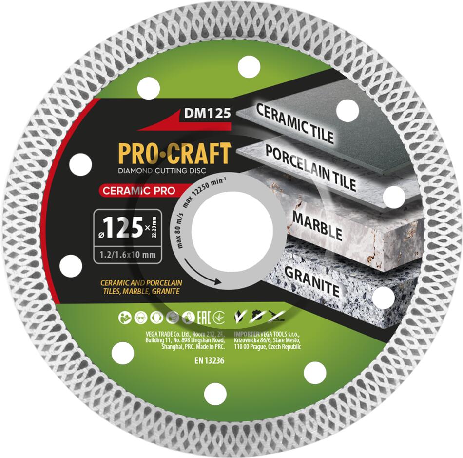 Diamantový řezný kotouč Ceramic PRO Procraft DM125 / DM125