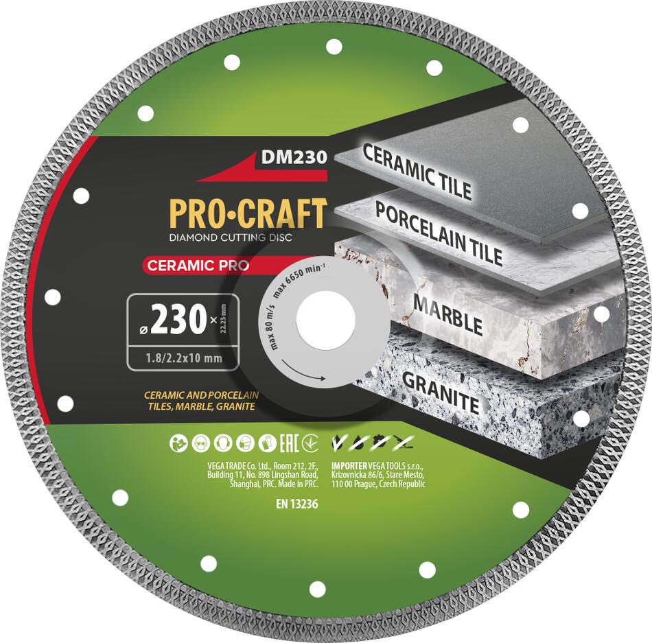Diamantový řezný kotouč Ceramic PRO Procraft DM230 / DM230