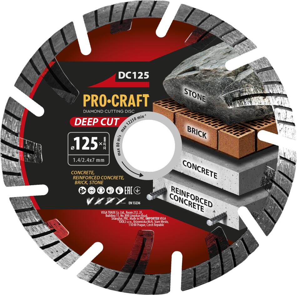 Diamantový řezný kotouč Deep Cut Procraft DC125 / DC125