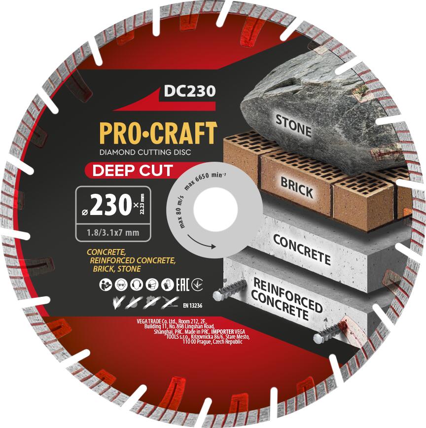 Diamantový řezný kotouč Deep Cut Procraft DC230 / DC230