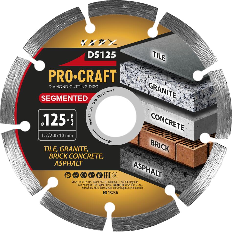 Diamantový řezný kotouč Segmented Procraft DS125 / DS125