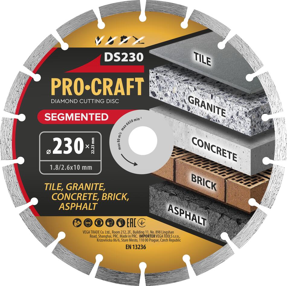 Diamantový řezný kotouč Segmented Procraft DS230 / DS230