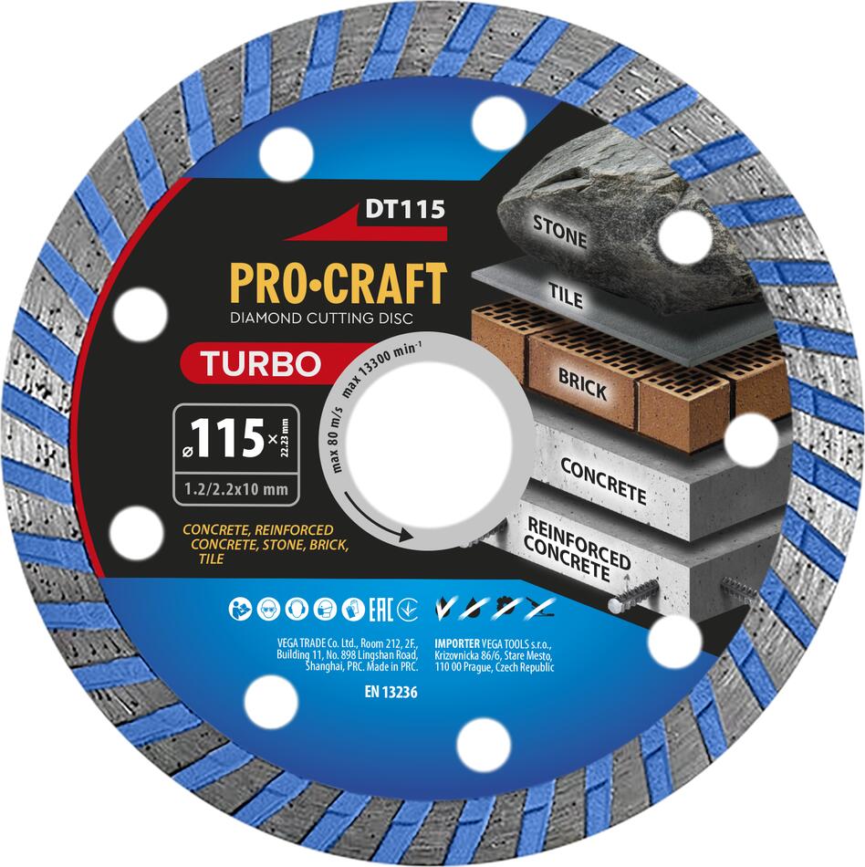 Diamantový řezný kotouč Turbo Procraft DT115 / DT115