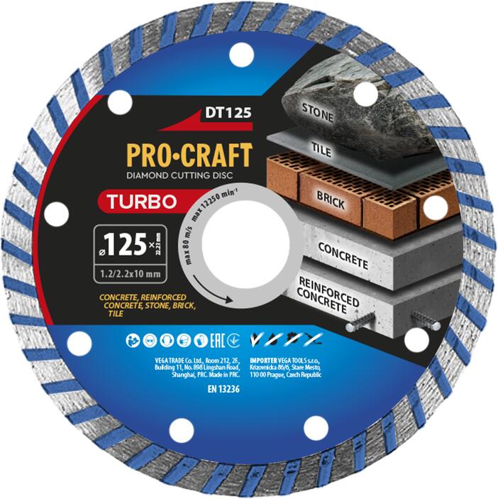 Diamantový řezný kotouč Turbo Procraft DT125 / DT125