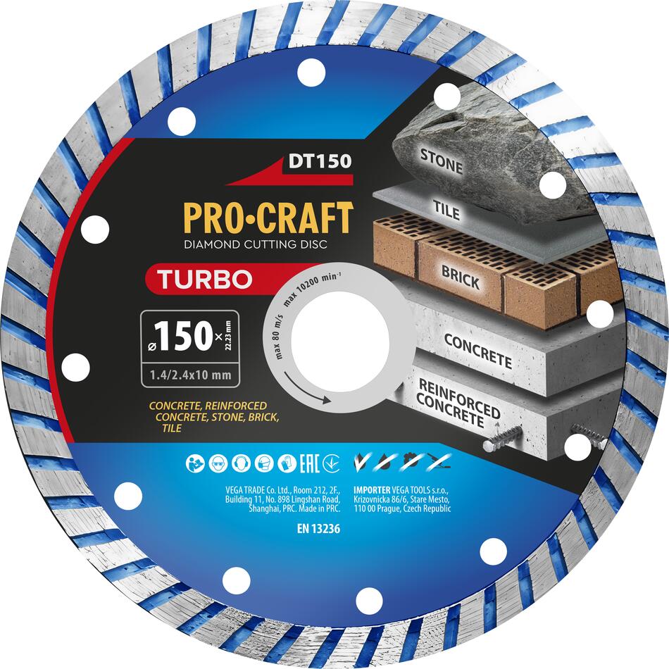 Diamantový řezný kotouč Turbo Procraft DT150 / DT150