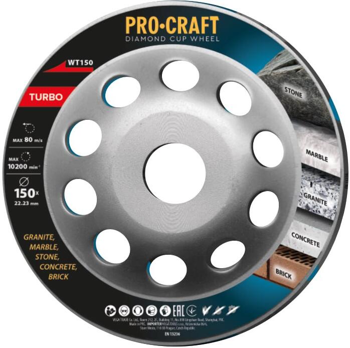 Diamantový brusný kotouč (hrncový) Procraft WT150 Turbo / WT150