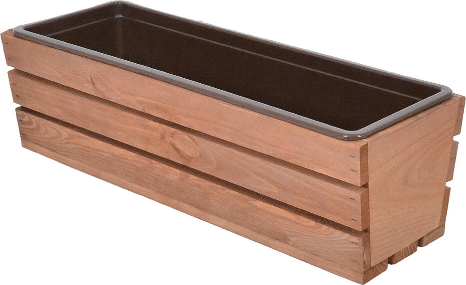 Truhlík ROJA MODERN 51 cm s plastovým květináčem, hnědý