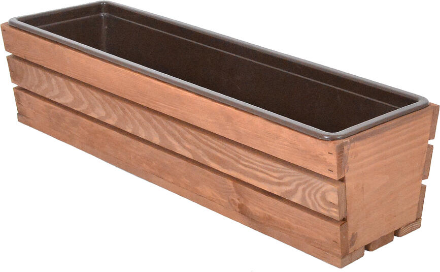 Truhlík ROJA MODERN 61 cm s plastovým květináčem, hnědá