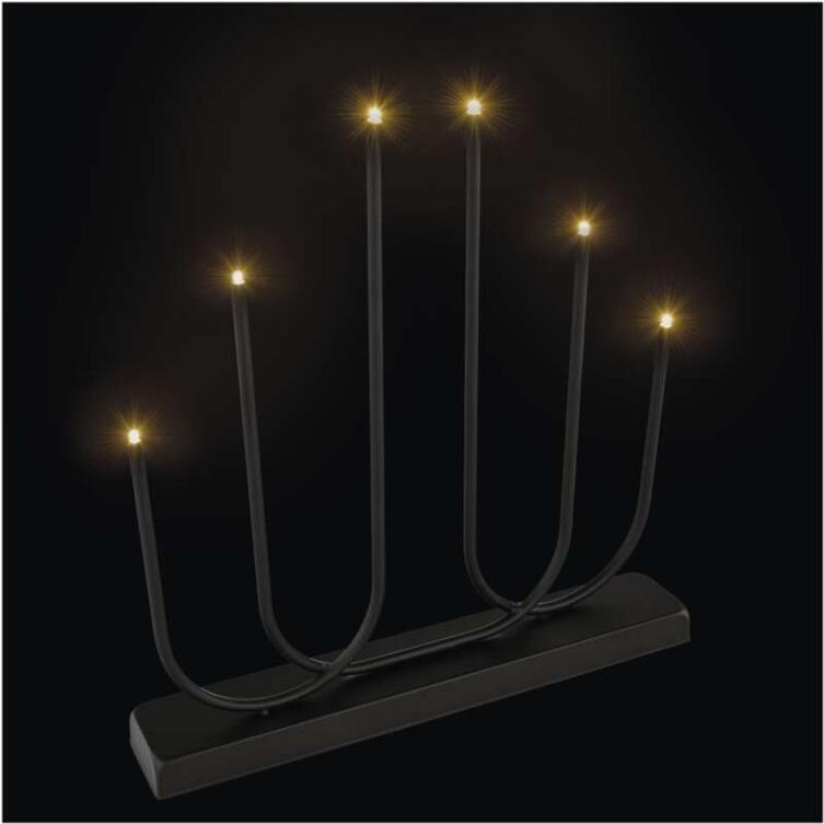 Emos LED svícen kovový černý, 40 cm, 2x AA, vnitřní, teplá bílá (DCAW24)