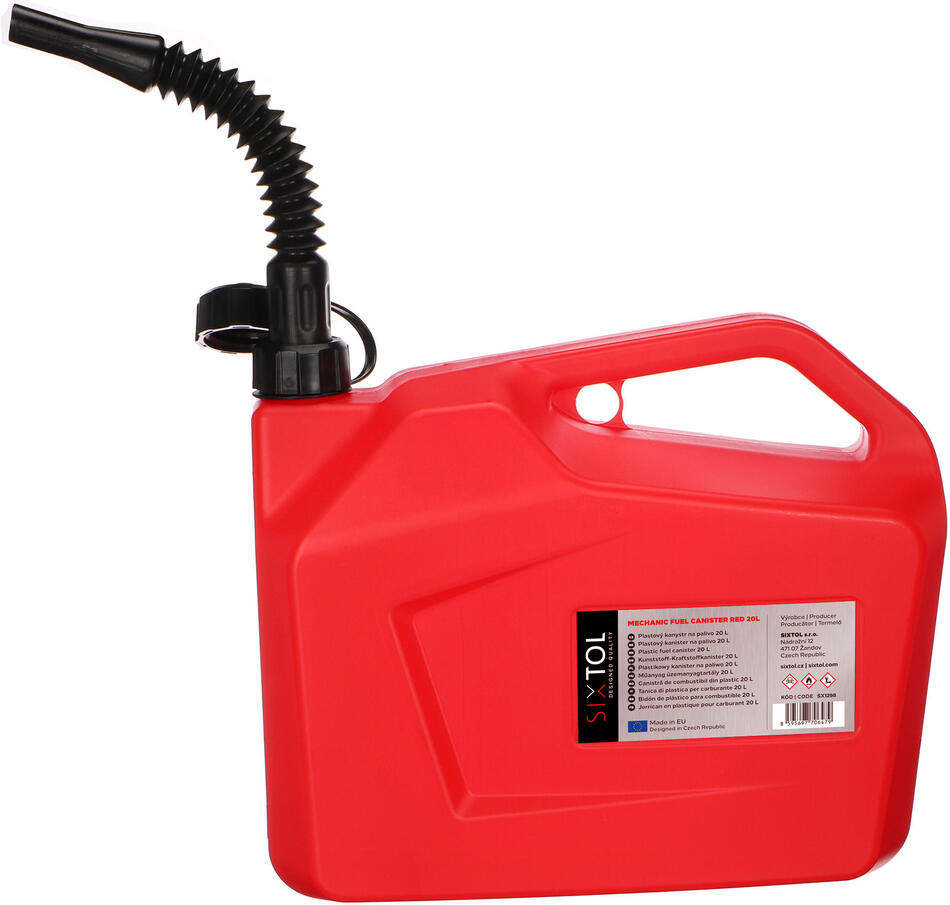 Kanystr plastový MECHANIC FUEL CANISTER RED 20L, červený SIXTOL