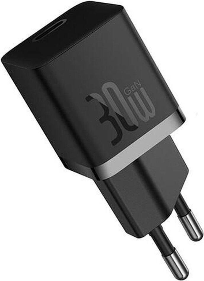 Nabíječka do sítě Baseus GaN5 30W s USB-C/USB-C kabelem 100W 1m, 1xUSB-C černá