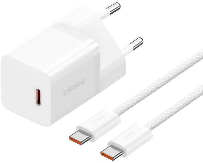 Nabíječka do sítě Baseus GaN5 30W s USB-C/USB-C kabelem 100W 1m, 1xUSB-C bílá