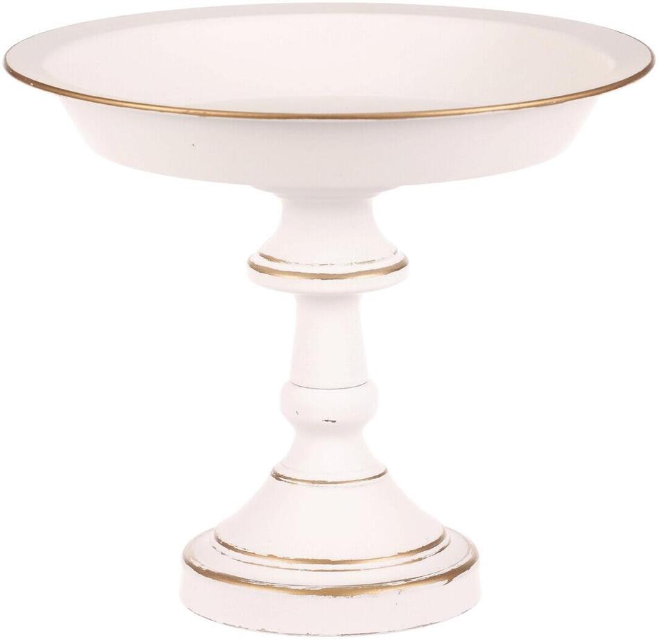 Mísa kovová - na stojanu, 26 cm, aranžovací, bílá Autronic (FUP540)
