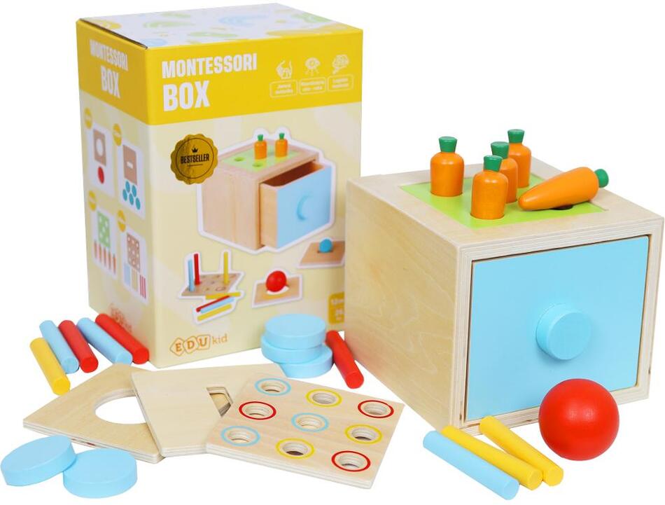 Motorické hračky EDUKID EK090319 Montessori box 4v1