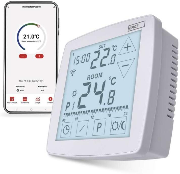 Emos pokojový programovatelný drátový WiFi GoSmart termostat P56S01