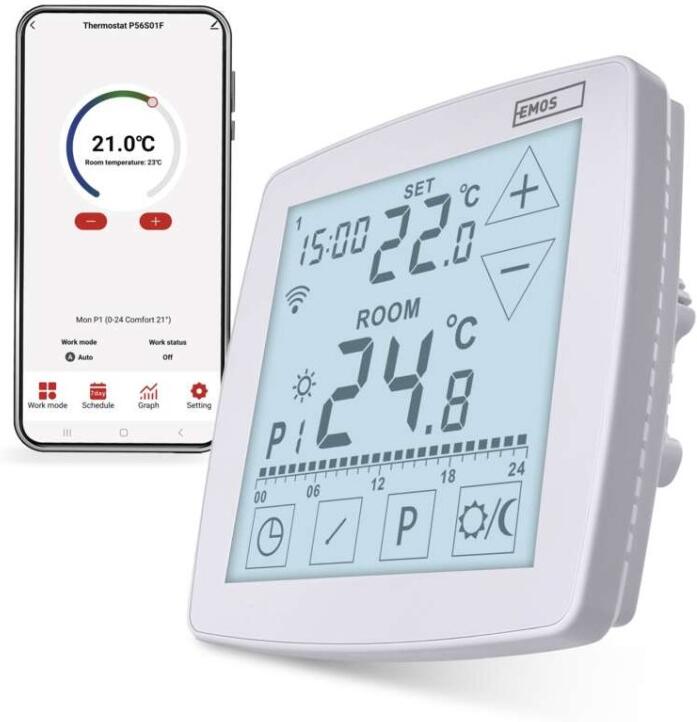 Emos podlahový programovatelný drátový WiFi GoSmart termostat P56S01F