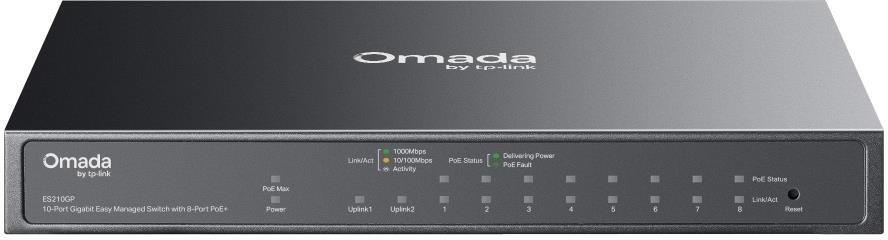 TP-Link OMADA switch ES210GP (9xGbE,1xGbE/SFPcombo,8xPoE+,63W, fanless)