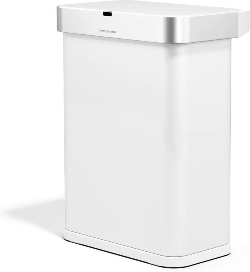 Simplehuman bezdotykový odpadkový koš SENSOR, 58 L, hlasové ovládání, bílá ocel ST2049