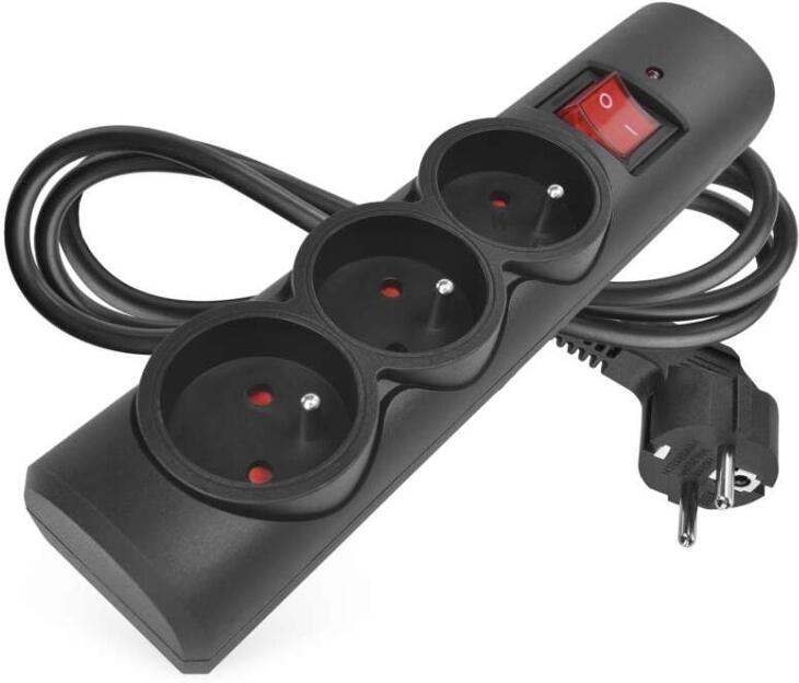 Emos přepěťová ochrana – 3 zásuvky, 1,5 m, černá (P54014)