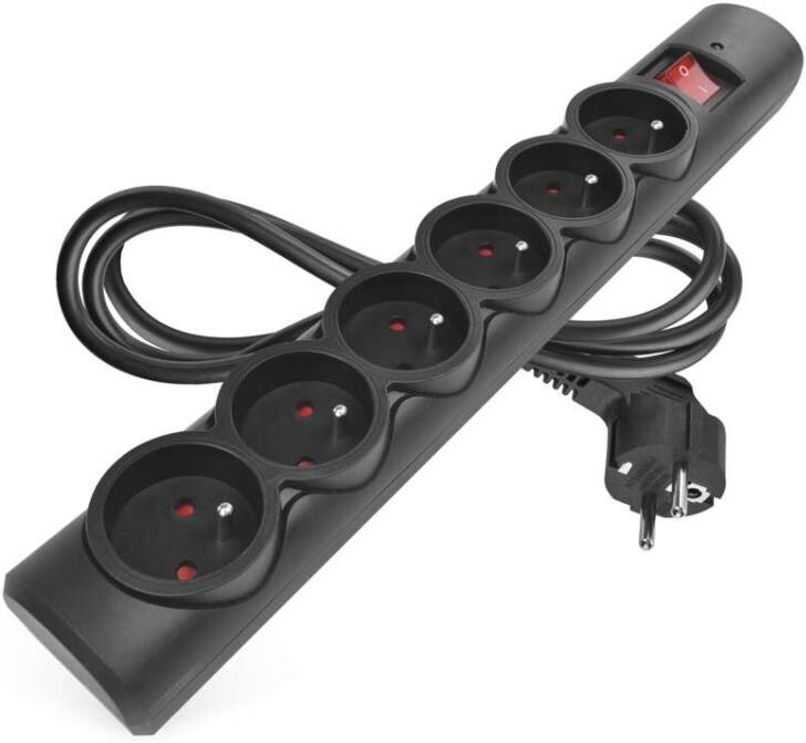 Emos přepěťová ochrana – 6 zásuvek, 1,5 m, černá (P54018)