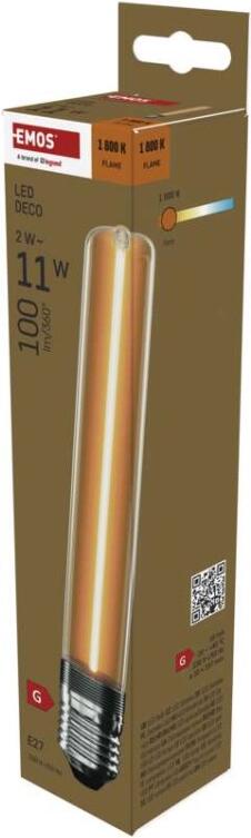 Emos LED žárovka DECO T30/ E27 / 2 W (11 W) / 100 lm / flame (Z5AI01)
