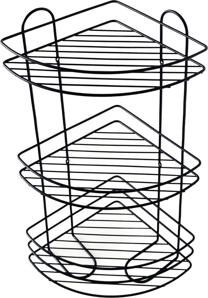 Rohová třípatrová polička do koupelny TORO 58x31cm černá
