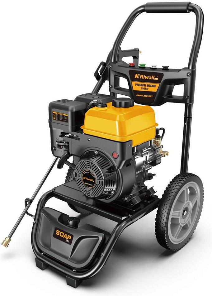 Riwall PRO RPPW 250 SET, benzínová tlaková myčka 250 barů s příslušenstvím