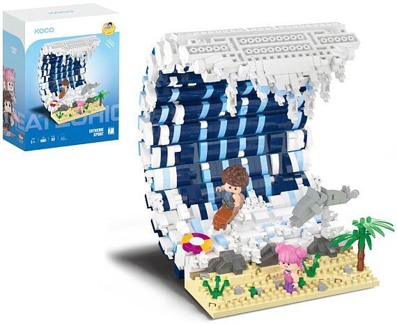 Stavebnice mini KOCO Surfovací vlna plast 1471ks v krabičce 15x20x8cm