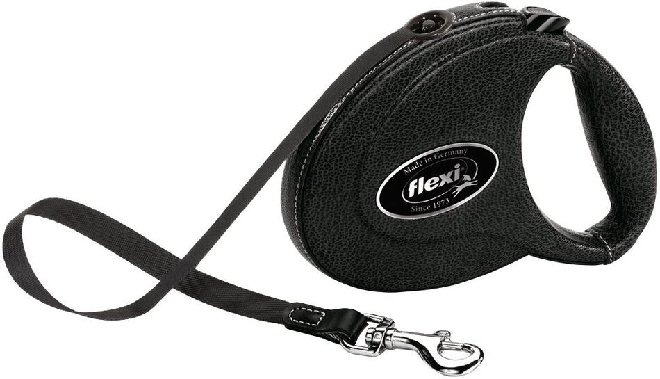 Flexi Vodítko Leather M pásek 5m černá kůže