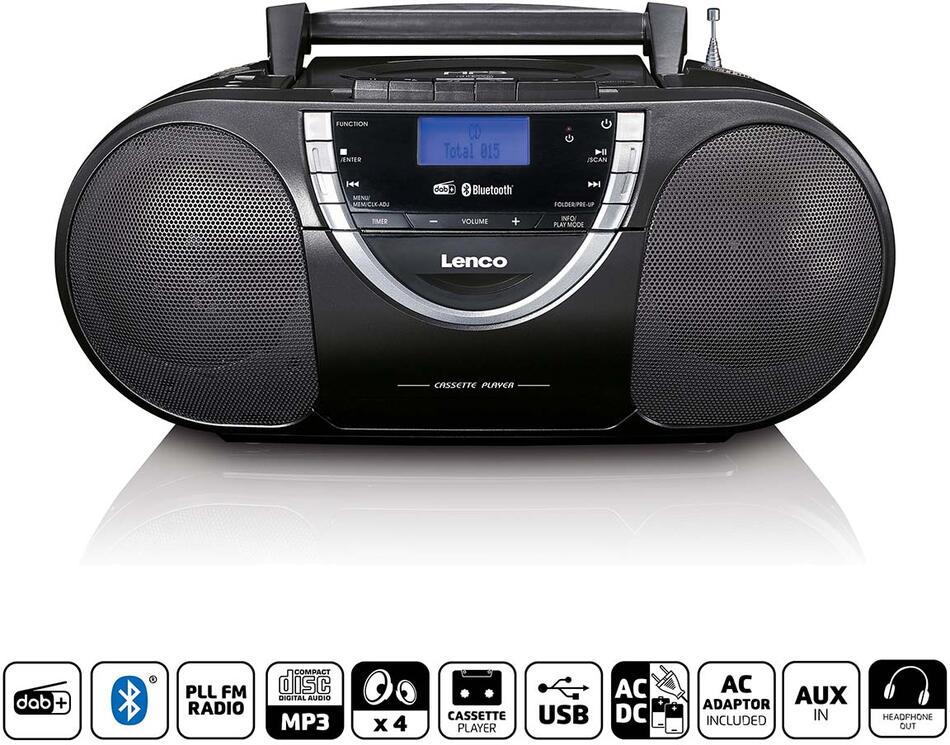 Přenosné rádio DAB+ a FM s kazetou CD a Bluetooth® černé Lenco SCD-6900BK