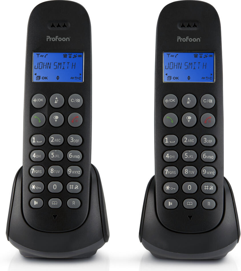 Bezdrátový telefon se 2 sluchátky černý Profoon PDX-320