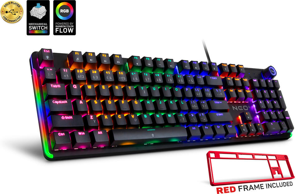 CONNECT IT Mechanická klávesnice NEO2 + CZ + SK layout Černo-Červená (CKB-3592-CS)