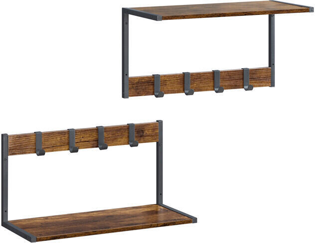 Set 2 nástěnných poliček, mdf, hnědá, ABP-E1083 OLW Autronic