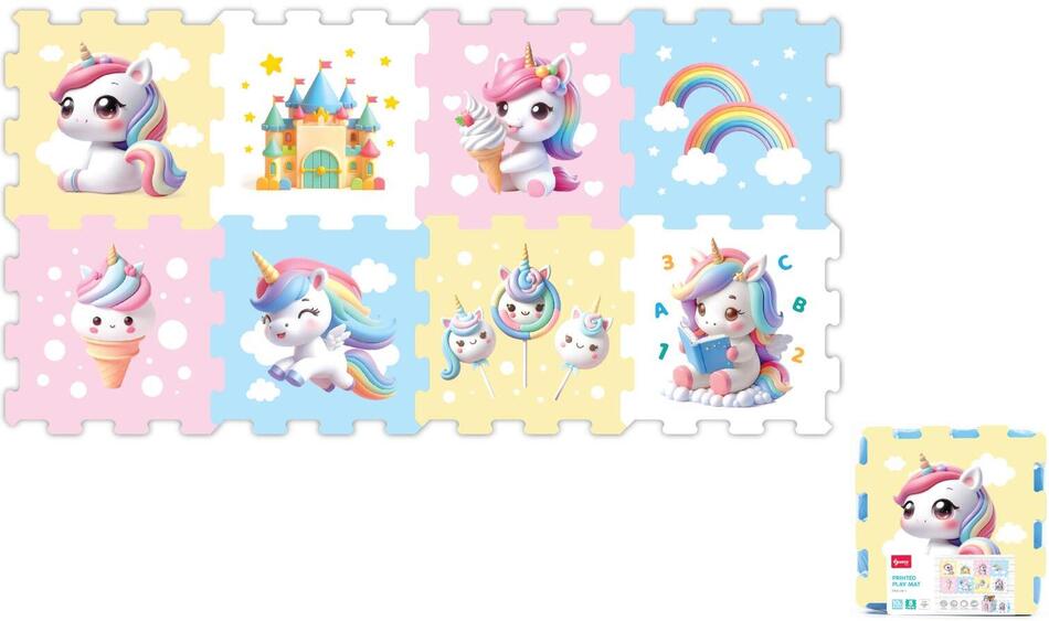 Teddies Pěnové puzzle jednorožec 30x30x1cm 8ks ve fólii 10m+