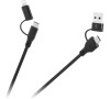 Kabel CABLETECH KPO3943 USB A/C - USB-C/Lightning 1m Black