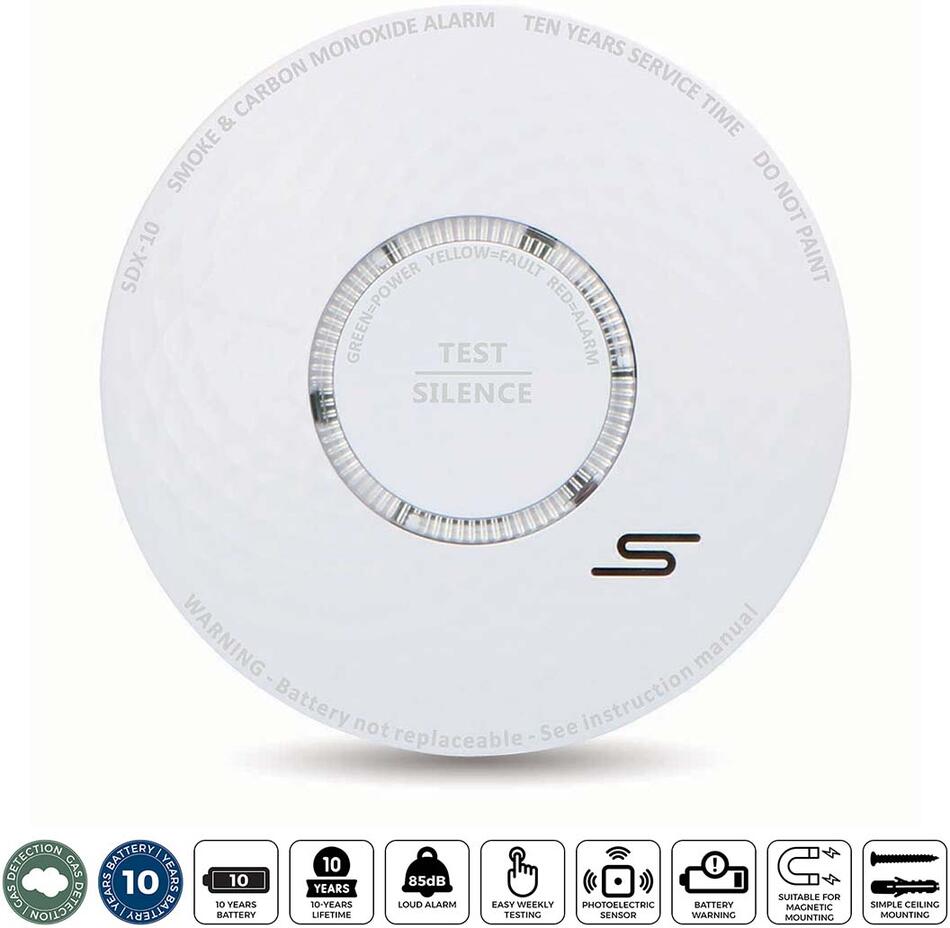 Alarm kouře a oxidu uhelnatého Bílý Alecto SDX10