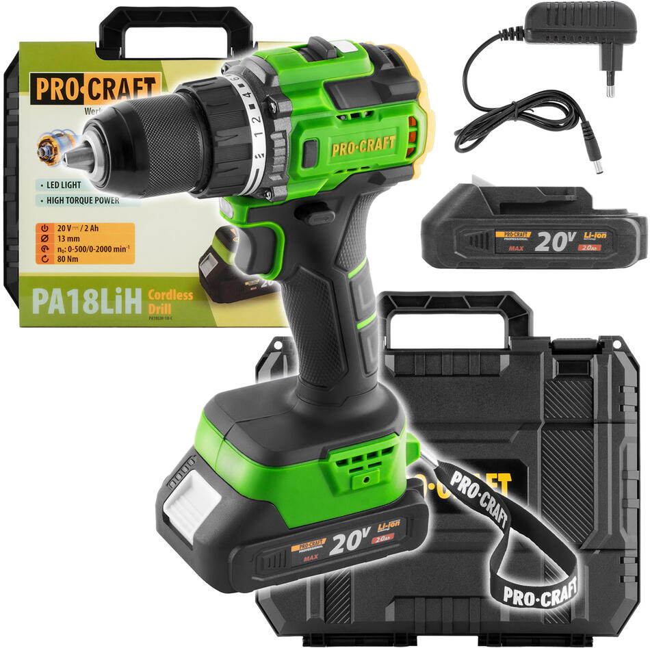 Aku vrtací šroubovák Procraft PA18LiH / PA18LiH-1B-C