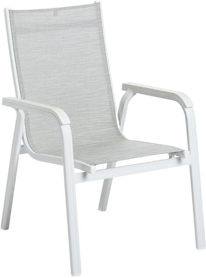 Stohovatelné, hliníkové křeslo KETTLER BASIC PLUS - bílá / světle šedá