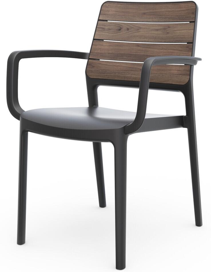KETER DECO PORTO křeslo s područkami - walnut/grafit