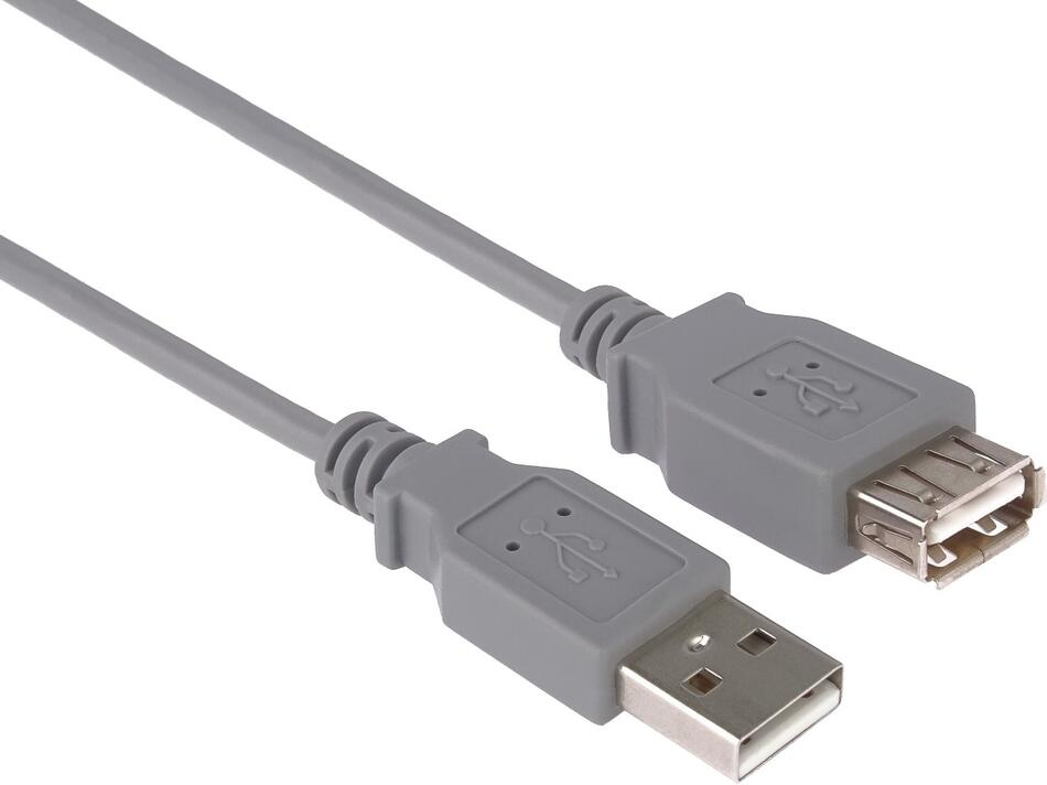 Kabel PremiumCord USB 2.0 A-A M/F 3m, prodlužovací, šedý