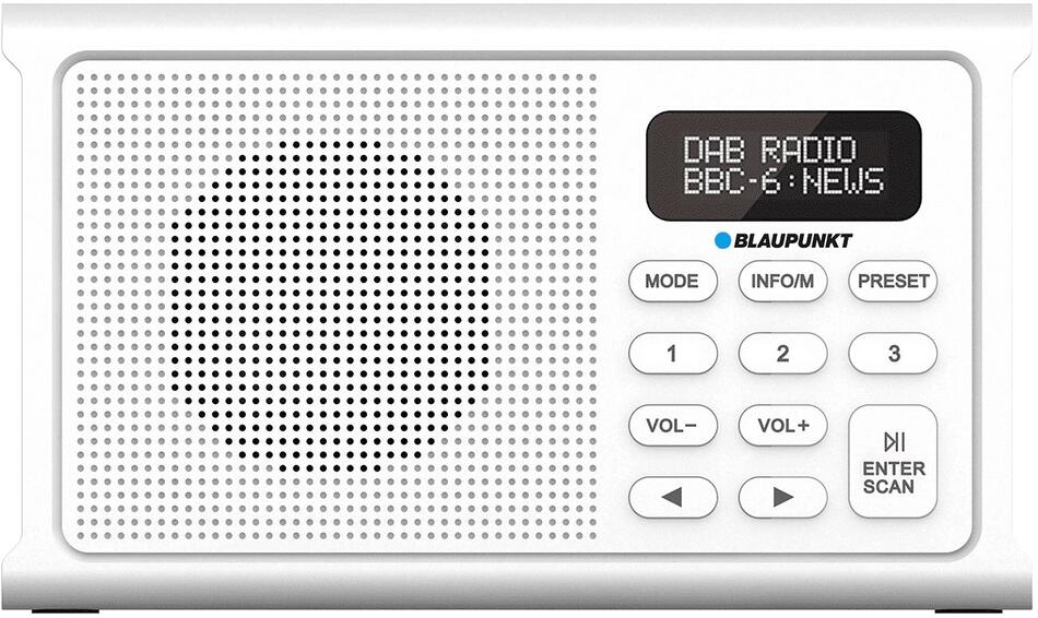 Rádio BLAUPUNKT DR3WH, DAB+, FM, RDS, Bluetooth, bílý