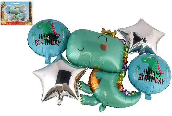 Teddies Sada balonek/balonky 5ks nafukovací dinosaurus v sáčku 21x16cm