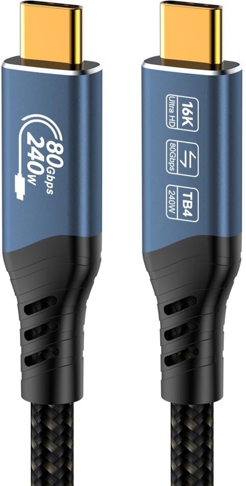 Kabel PremiumCord USB4™ Version2.0 Thunderbolt 3 a 4 80Gbps 16K@60Hz, 1,2m, bavlněný oplet