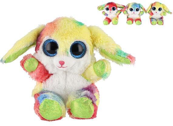 Teddies Zajíc duhový sedící plyšový 15cm 0m+