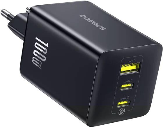 Nabíječka do sítě Baseus EnerFill FE11 100W 2xUSB-C, 1xUSB černá