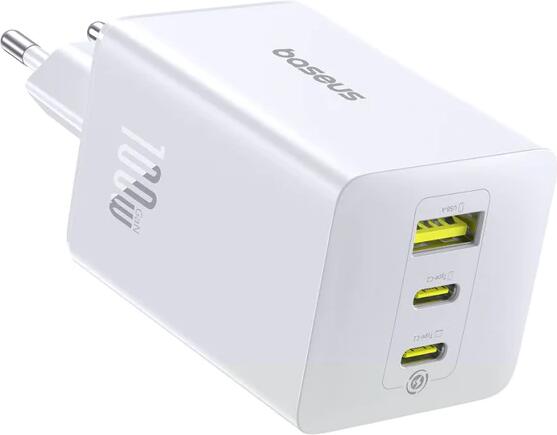 Nabíječka do sítě Baseus EnerFill FE11 100W 2xUSB-C, 1xUSB bílá