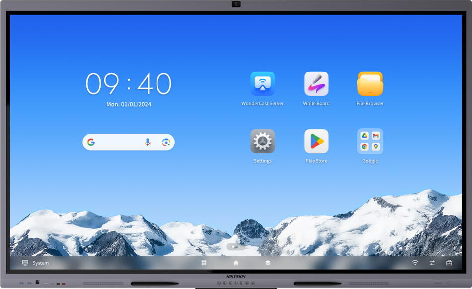 HIKVISION interaktivní dotykový panel 75", 4K, Android 14, 8GB,128G,480nit,50 points, USB, HDMI, Wifi ,BT, kamera, EDLA (DS-D5C75RB/B2L)