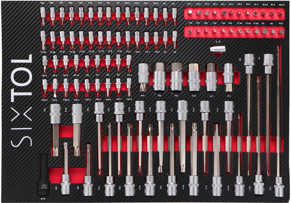Modul s nářadím do dílenského vozíku MECHANIC TOOL TRAY 2, 102ks SIXTOL